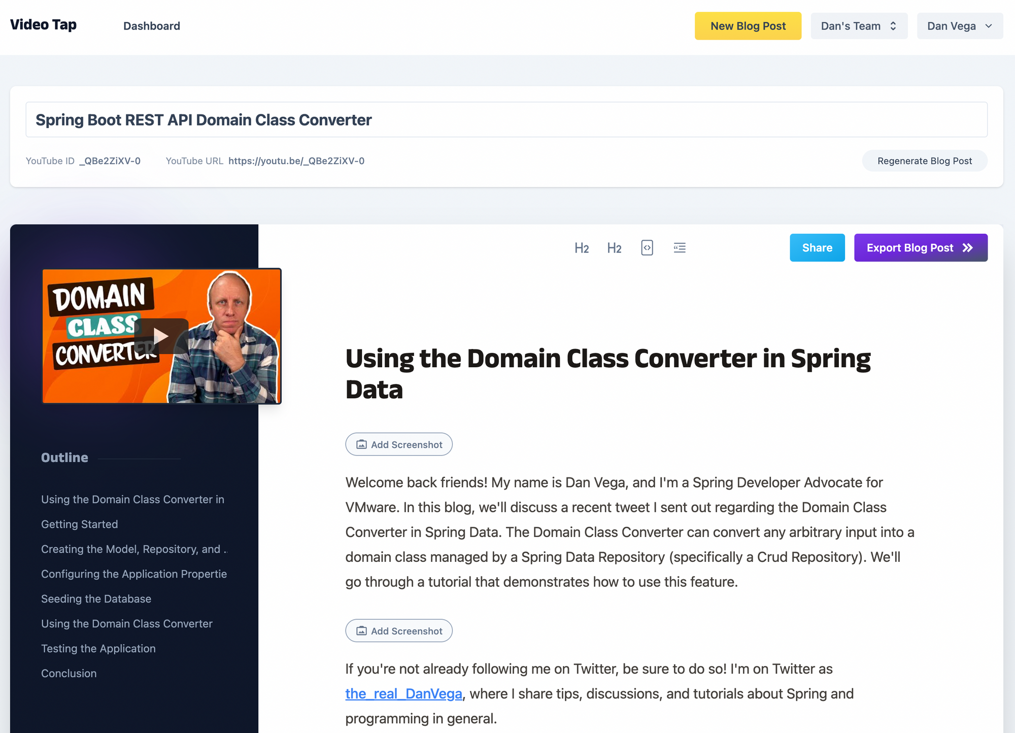 VideoTap - Convert Videos to Blog Posts with ease