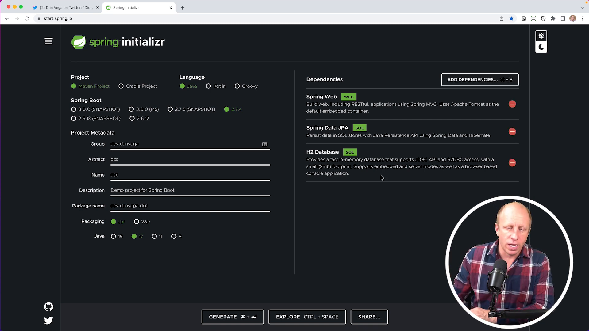 Create new project using Spring Initializr