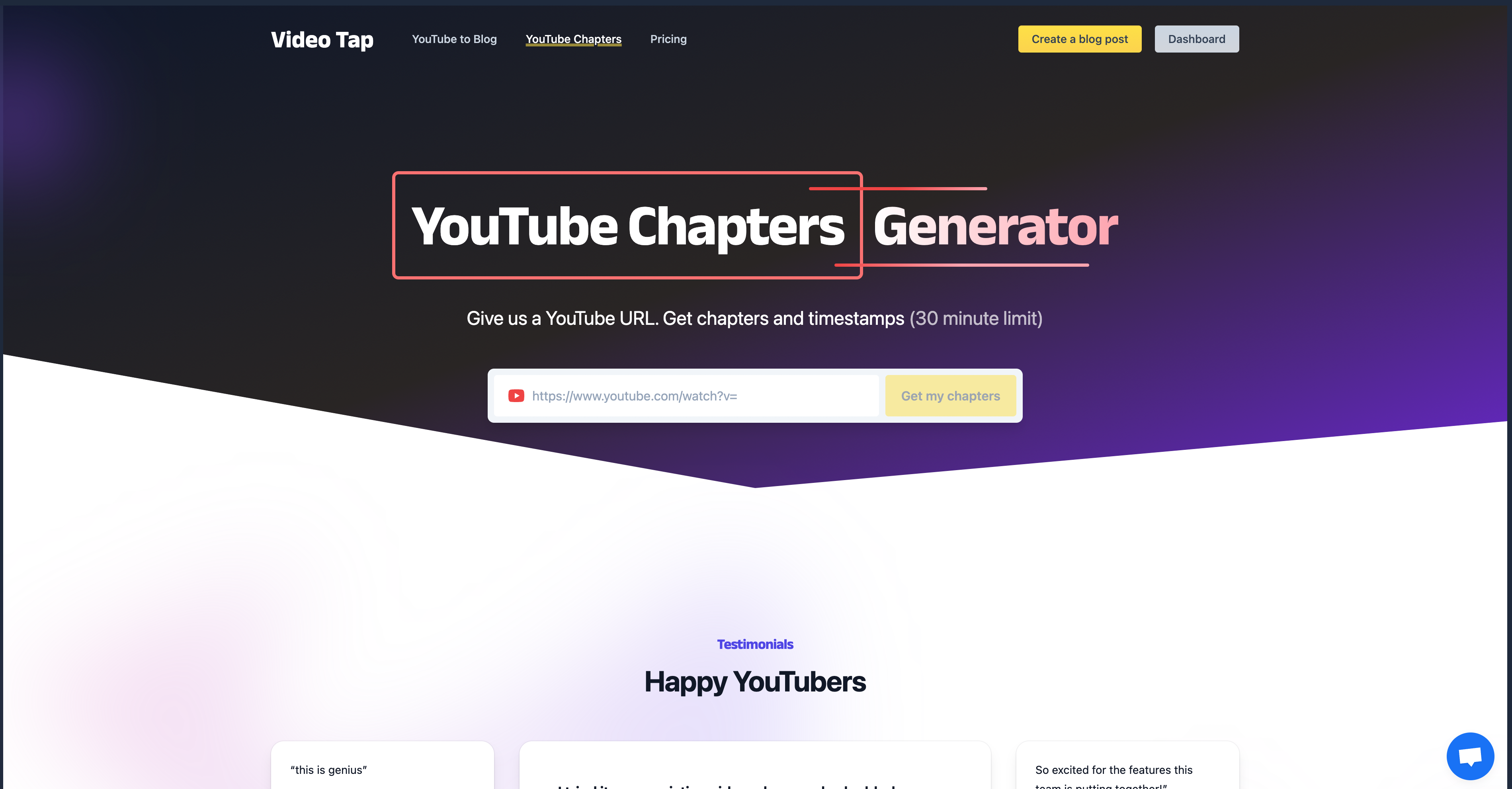 YouTube Chapter Generator from VideoTap