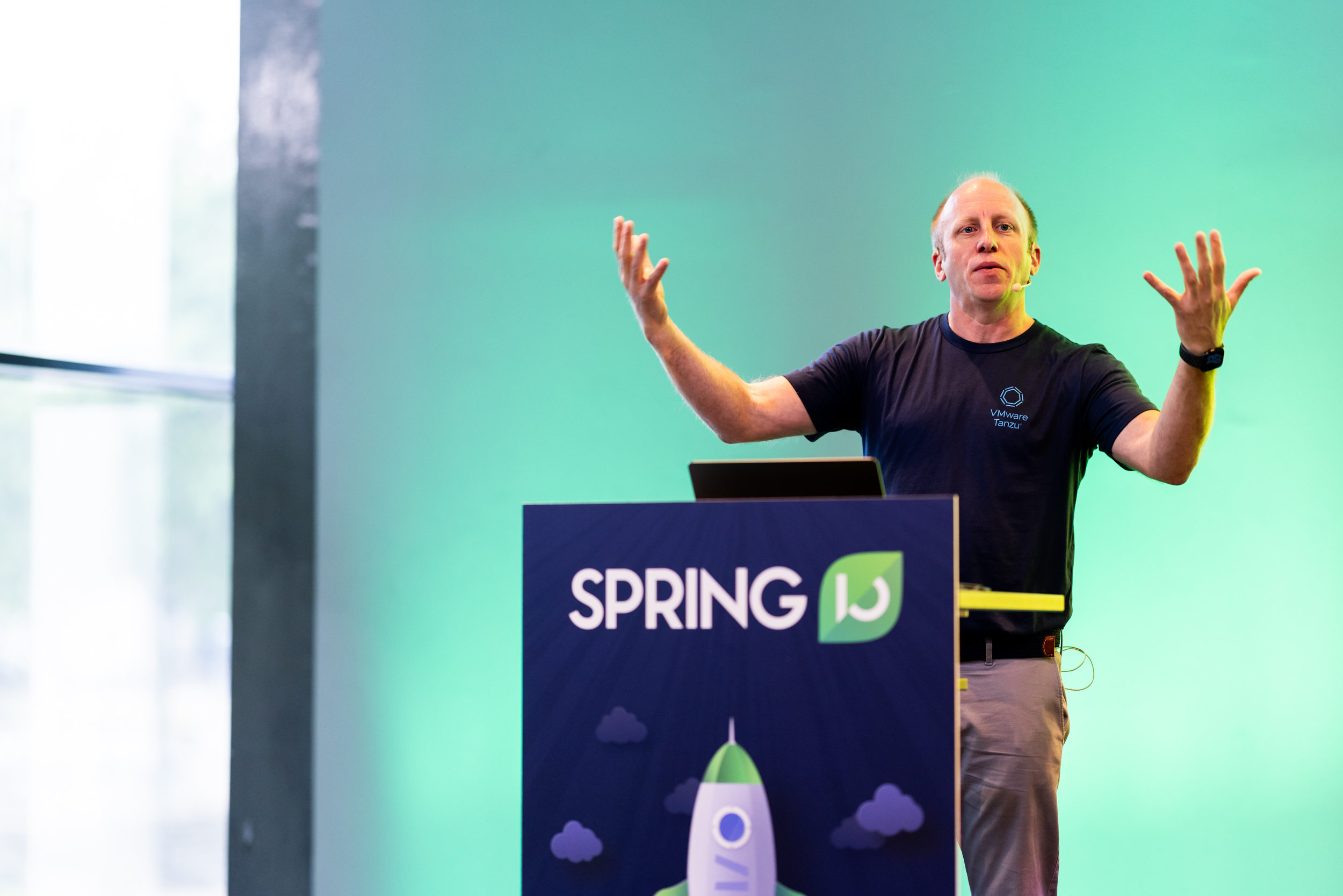 Dan Vega speaking on the main stage at Spring I/O